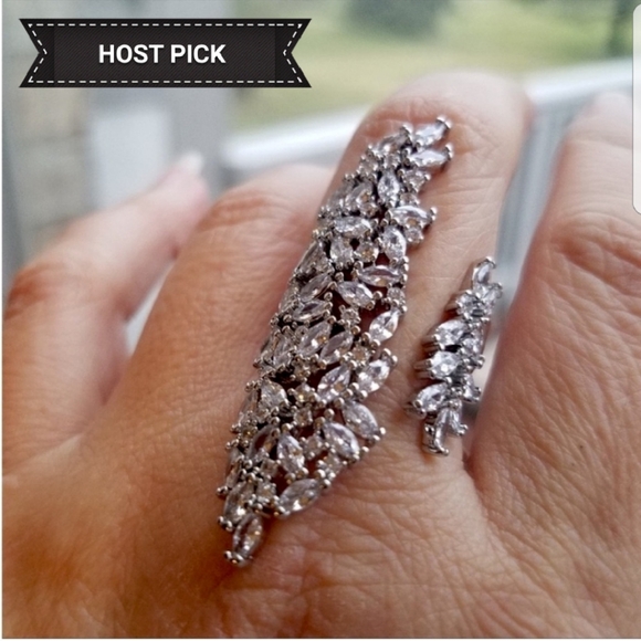 Swarovski Elements 925 Sterling Silver Marquis Statement Open Filigree Ring NEW - Picture 10 of 10